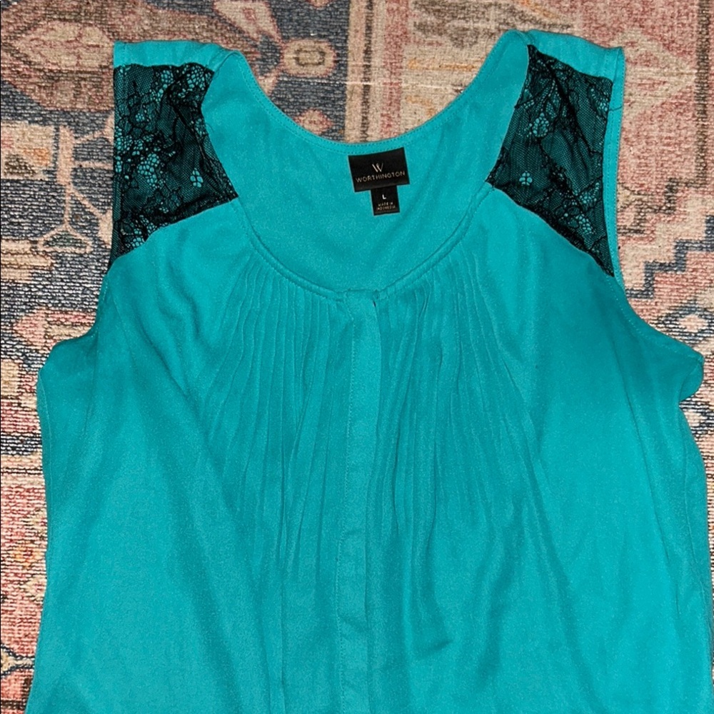 W by Worth Blue Sleeveless Embellished Blouse